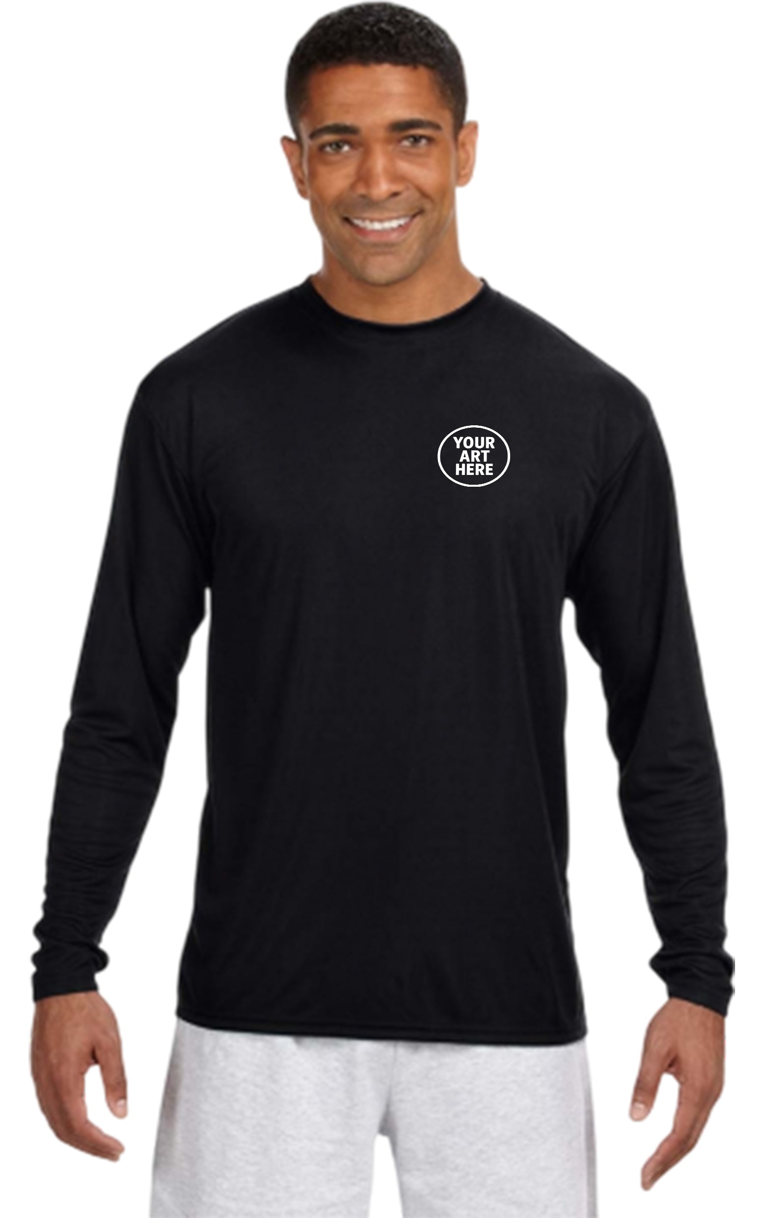 A4 Apparel N3165 Adult Polyester Performance Long Sleeve T-Shirt UPF 44+