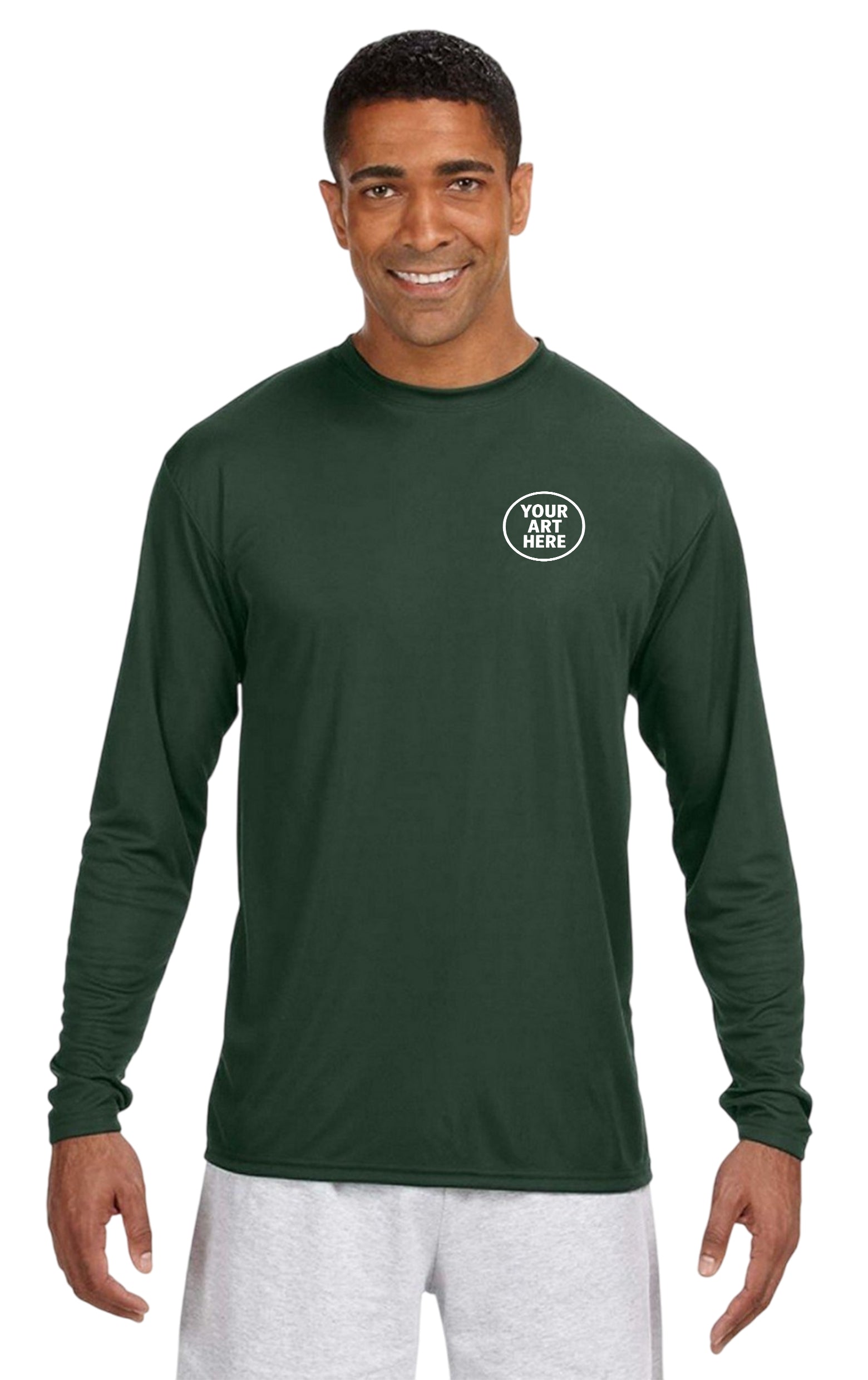 A4 Apparel N3165 Adult Polyester Performance Long Sleeve T-Shirt UPF 44+