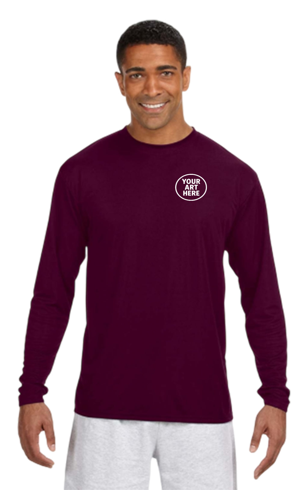 A4 Apparel N3165 Adult Polyester Performance Long Sleeve T-Shirt UPF 44+