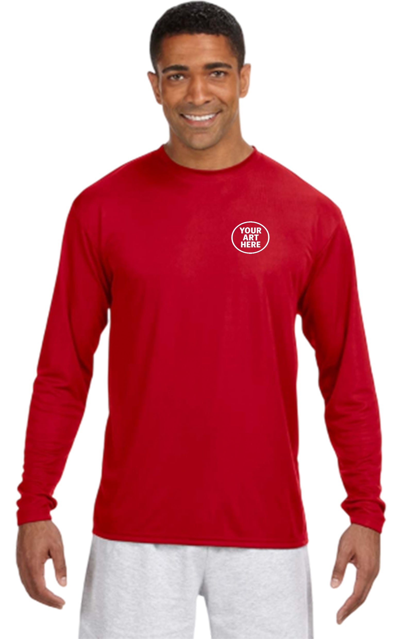 A4 Apparel N3165 Adult Polyester Performance Long Sleeve T-Shirt UPF 44+